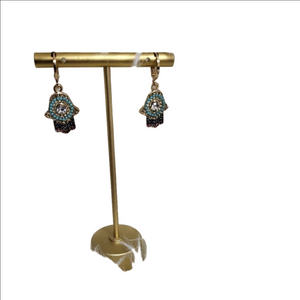 Aldo Vintage Gold Drop Earrings Turquoise Multicolored